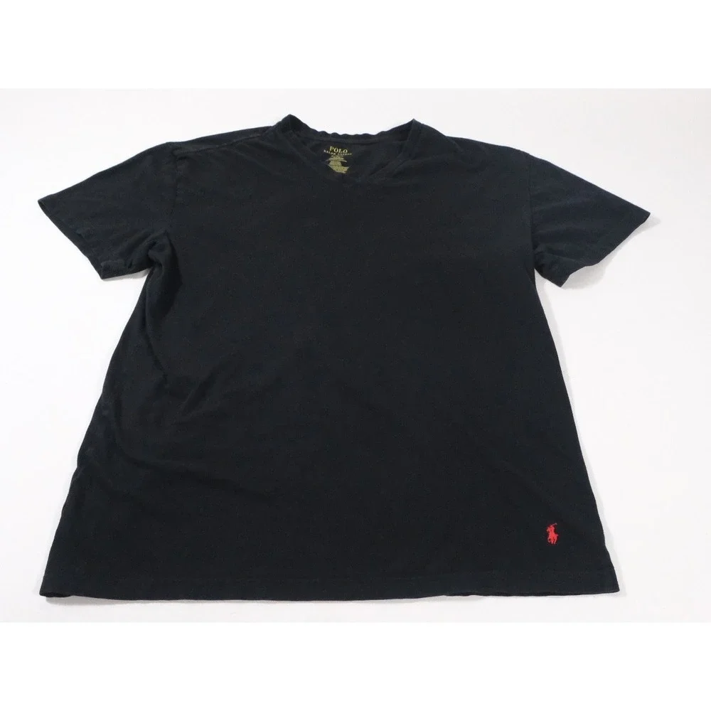 Polo Ralph‎ Lauren T-Shirt Mens XL Black Slim Fit V-Neck Short Sleeve Pony Logo